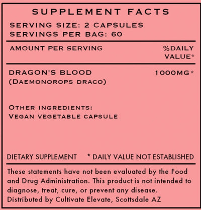 Cultivate Elevate Supplement Dragon's Blood, 120 Capsules