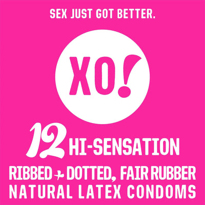 Here We Flo Condoms XO! Hi-Sensation Ribbed & Dotted Fair Trade Condoms